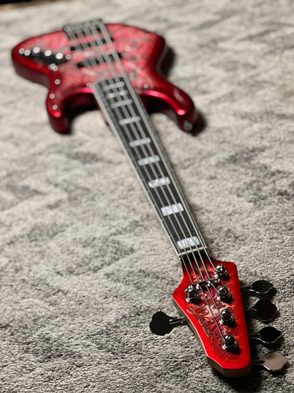 Dhatarattha Custom DEB 5 String Bass in Pink Paisley with RW FB