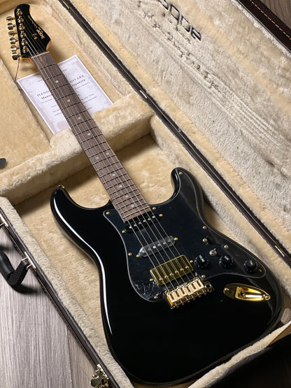 SQOE SEST1009 HSS Custom Shop Series in Black Beauty Gold Hardware Limited Edition with Hardshell Case