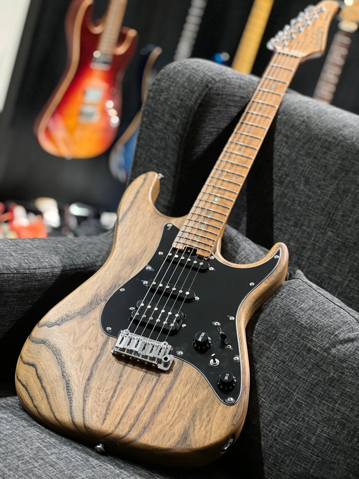 Soloking MS-1 Classic ASH in Torched Black with Roasted Flame Maple Neck Nafiri Special Run