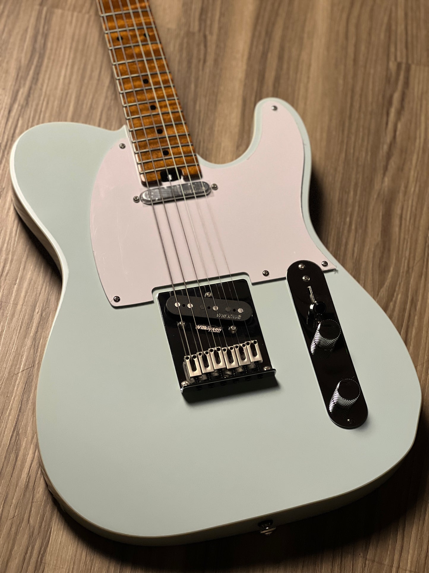 Soloking MT-1 Vintage FMN with Roasted Flame Maple Neck in Faded Sonic Blue Nafiri Special Run