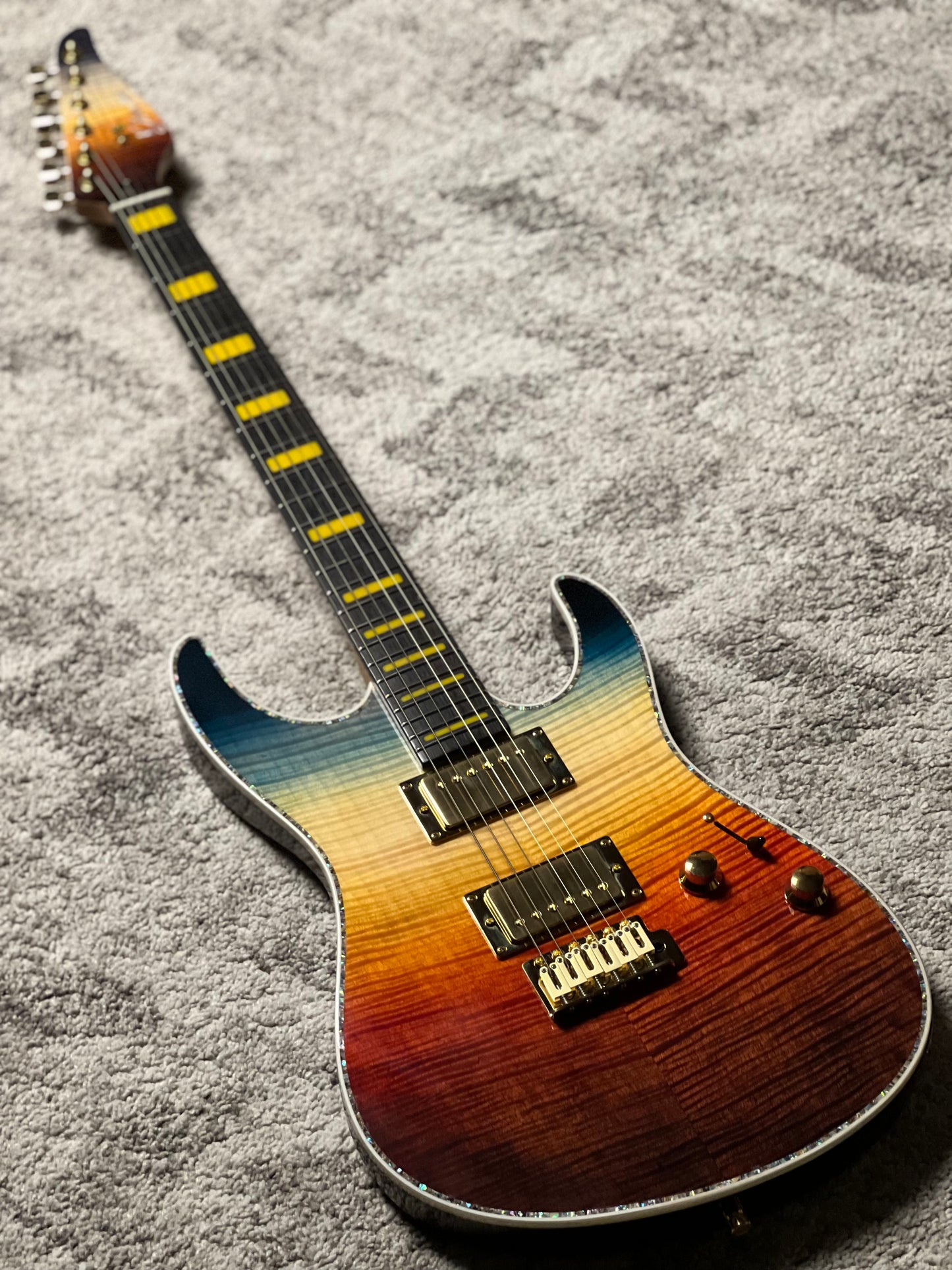 Dhatarattha Custom DST HH Flame in Ocean Fire Double Wipeout with Rosewood FB