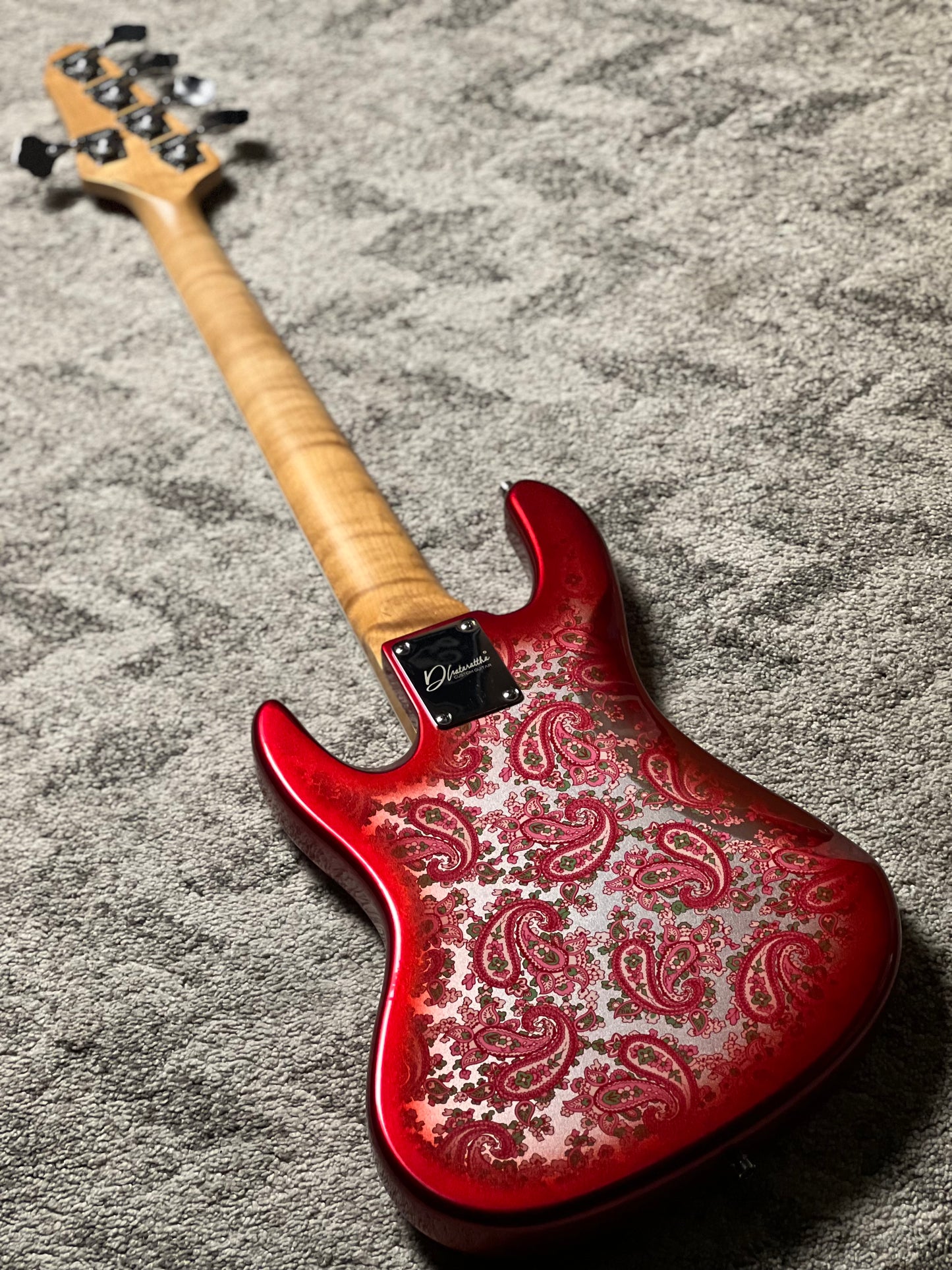 Dhatarattha Custom DEB 5 String Bass in Pink Paisley with RW FB