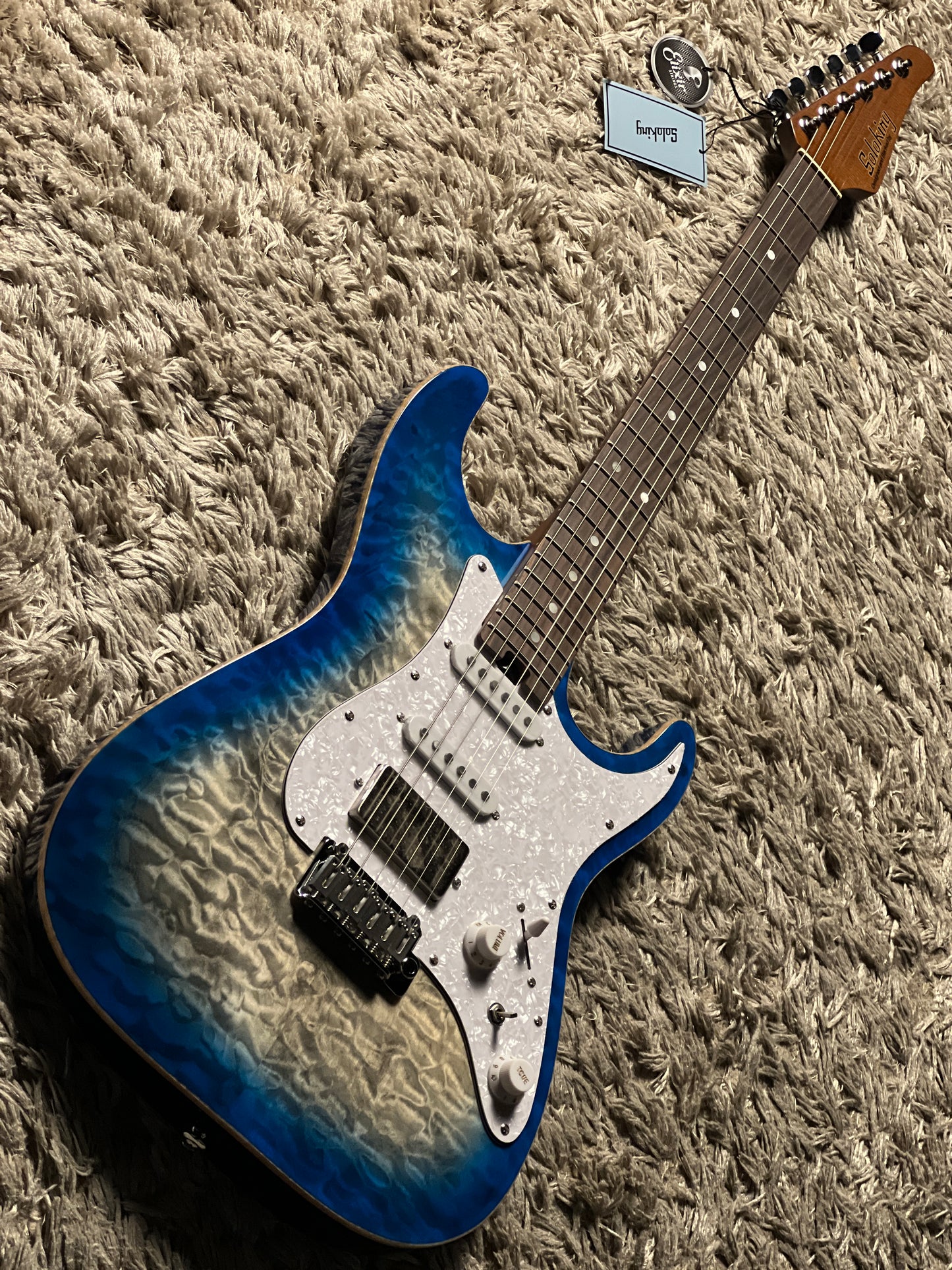 Soloking MS-1 Classic MKII Flat Top in Iridium Blue Burst with 5A Quilt Top Nafiri Special Run