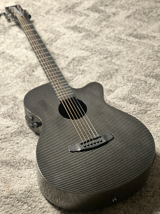 Tanglewood TW4-CE-CBN Winterleaf Carbon Fibre Top SuperFolk Acoustic w/ Pickup in Metallic Grey Gloss