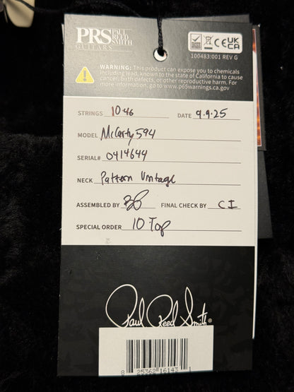 PRS McCarty 594 10-Top in Charcoal Blue Burst Custom Color 0414644