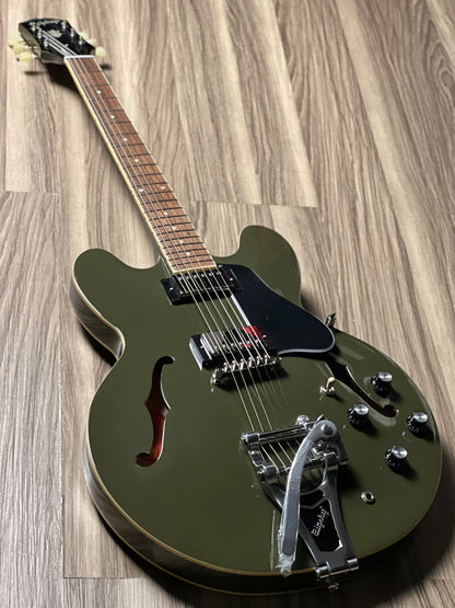 Epiphone ES-335 Bigsby in Olive Drab w/Premium GigBag