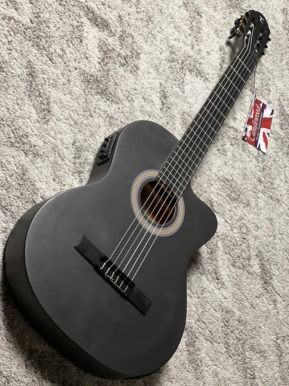 Tanglewood EMETCLE Enredo Madera Elegante Thinline Electro Classical Guitar in Metallic Grey Satin