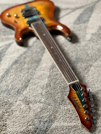 Soloking E-160 Custom Edge Series in Honeyburst with Blue Stripe Limited Edition
