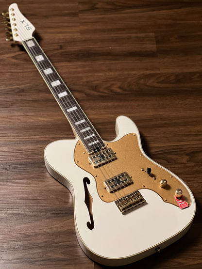 SLX Raven Thinline Super Deluxe in Olympic White with Rosewood FB and Gold Hardware