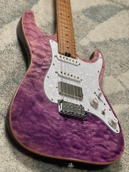 Soloking MS-1 Classic MKII Flat Top in Deep Purple Surf with 5A Quilt Top Nafiri Special Run