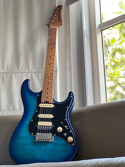 Soloking MS-1 Classic MKII ใน Blue Burst พร้อม 5A Flame Top Nafiri Special Run 