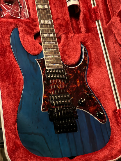 Ibanez Prestige RG653DX-TDF Electric Guitar w/Case In Transparent Deep Blue Flat F2533897