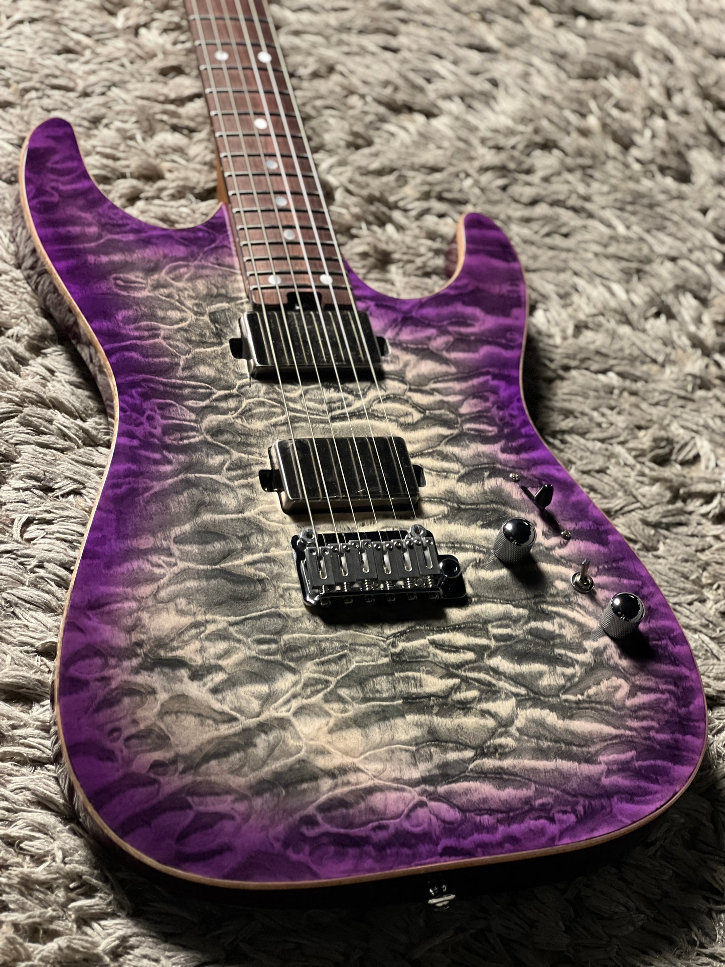 Soloking MS-1 Custom 24 HH Quilt with Rosewood FB in Charcoal Purple Burst Nafiri Special Run