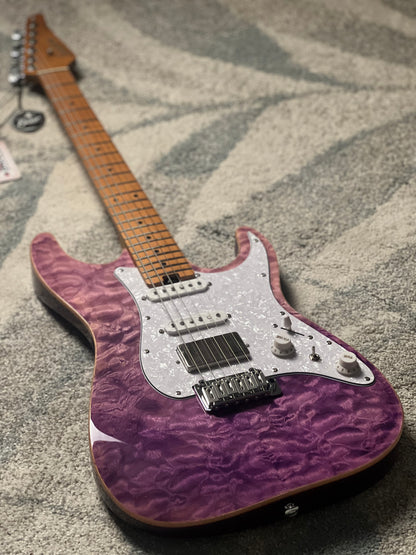Soloking MS-1 Classic MKII Flat Top in Deep Purple Surf with 5A Quilt Top Nafiri Special Run