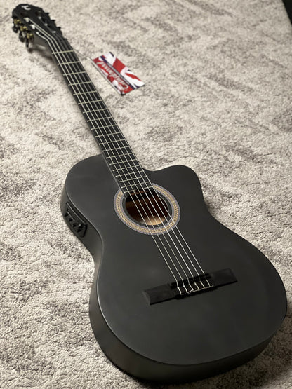 Tanglewood EMETCLE Enredo Madera Elegante Thinline Electro Classical Guitar in Metallic Grey Satin