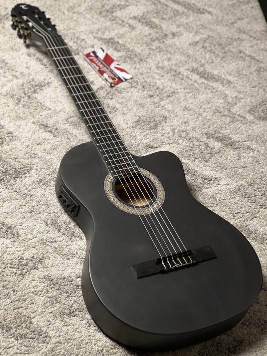 Tanglewood EMETCLE Enredo Madera Elegante Thinline Electro Classical Guitar in Metallic Grey Satin