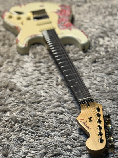 Dhatarattha Classic DST HSS in Vintage White Over Pink Paisley with Rosewood FB and Nitrocellulose Lacquer Relic