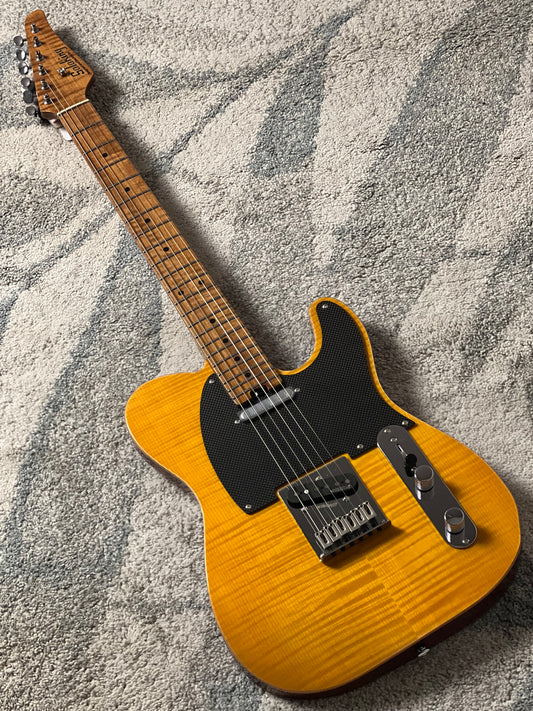 Soloking MT-1 FM 22 Artisan FMN with Roasted Flame Maple Neck in Amber Limited Edition JESCAR