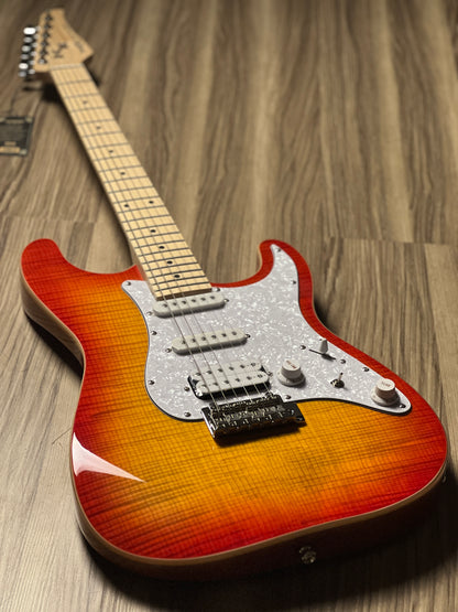 SQOE SEIB680 HSS with Flame Maple Top in Cherry Sunburst