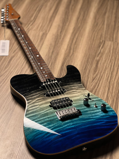 Soloking MT-1 Custom 22 HSS Quilt With Rosewood FB in Ocean Storm Double Wipeout JESCAR