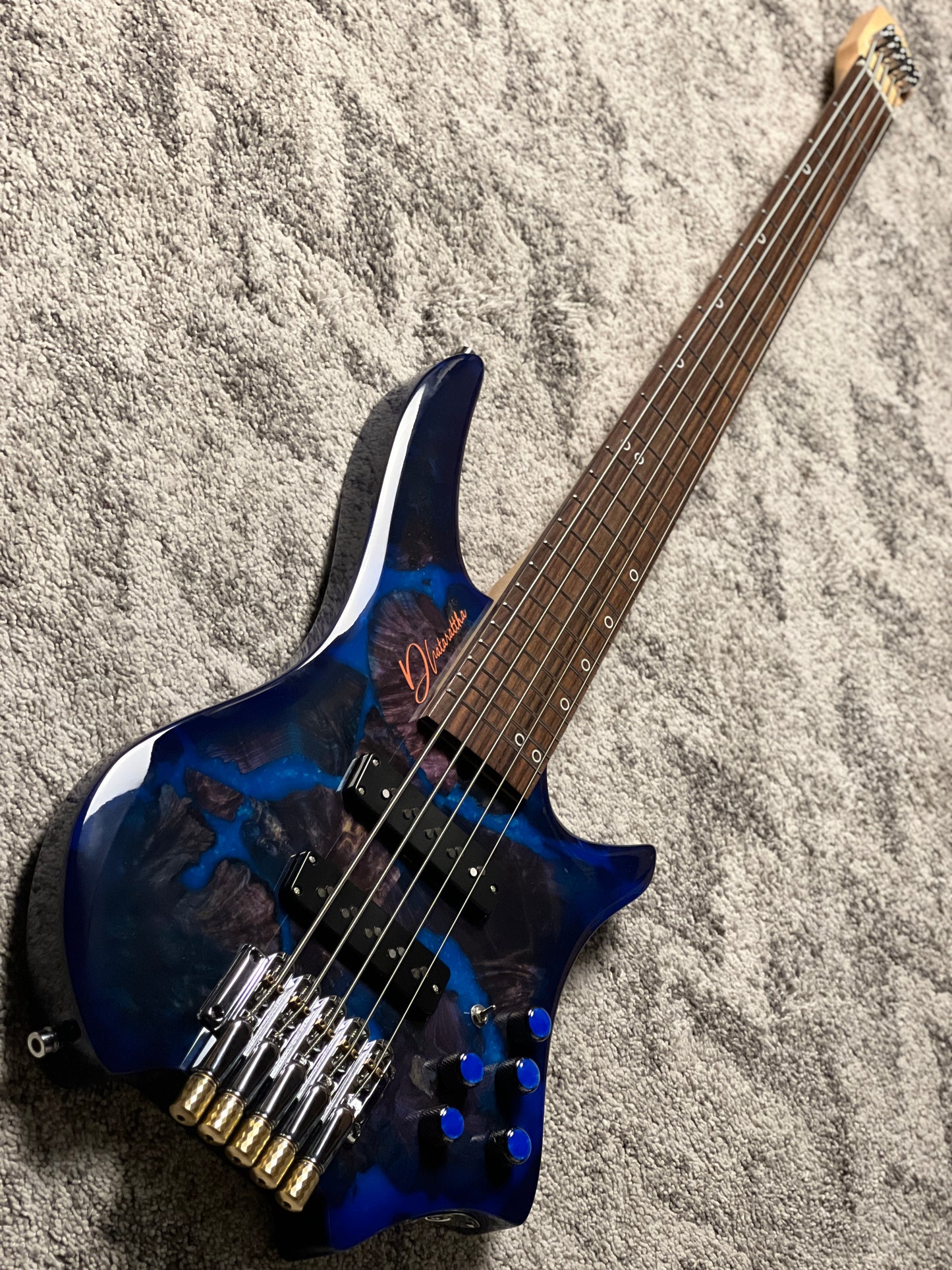 Dhatarattha Custom DEB 5 Headless Bass in Island Burl Top with RW FB Nafiri Special Run