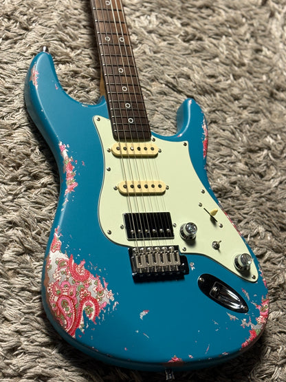 Dhatarattha Performance DST HSS in Ocean Turquoise over Pink Paisley with RW FB and Nitrocellulose Lacquer Relic