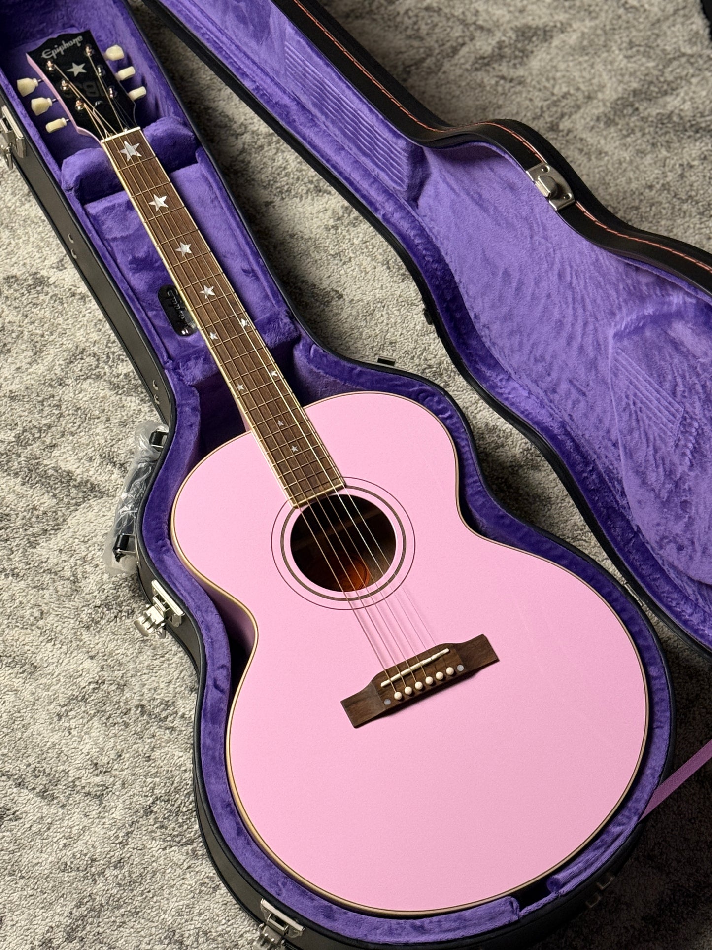 Epiphone J-180 LS Acoustic-electric with Hardshell Case in Pink (Inspired by Gibson Custom)