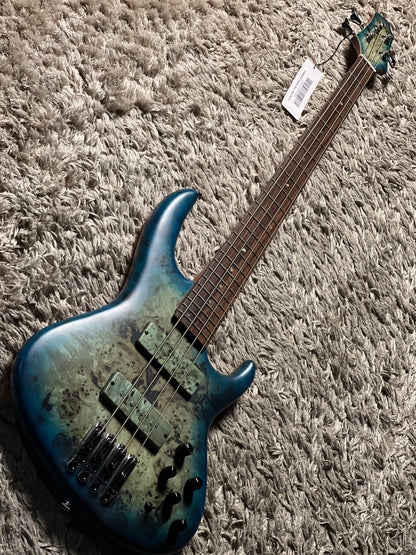 Soloking SWB450 Artisan Bass with Poplar Burl Top in Cerulean Blue Burst