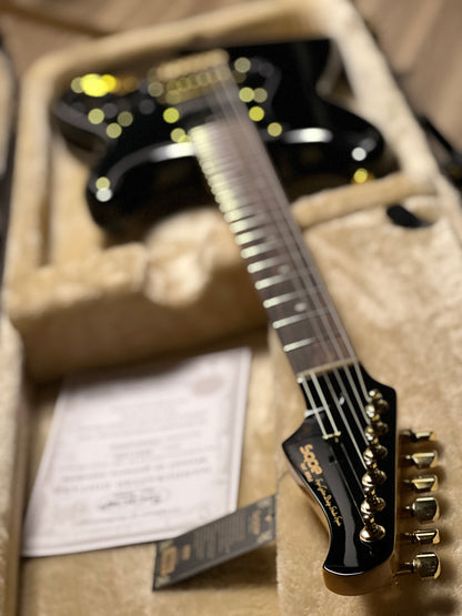 SQOE SEST1009 HSS Custom Shop Series in Black Beauty Gold Hardware Limited Edition with Hardshell Case