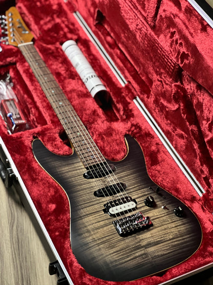 Ibanez TQM2-CUF Tom Quayle Signature  in Charcol Black Burst Flat with Case F2429224