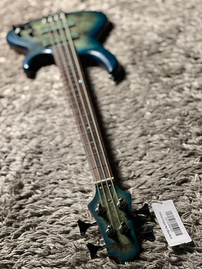 Soloking SWB450 Artisan Bass with Poplar Burl Top in Cerulean Blue Burst