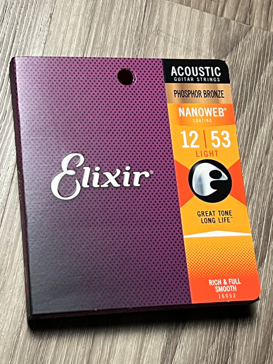 Senar Gitar Elixir Nanoweb Phosphor Bronze Acoustic 012-053 Light