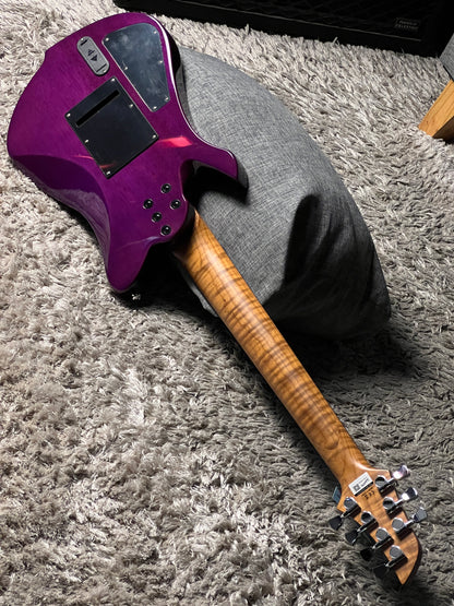 Soloking EM-7T FMN with Roasted Flame Maple Neck and Alan Entwistle Darkstar in Deep Purple Burst