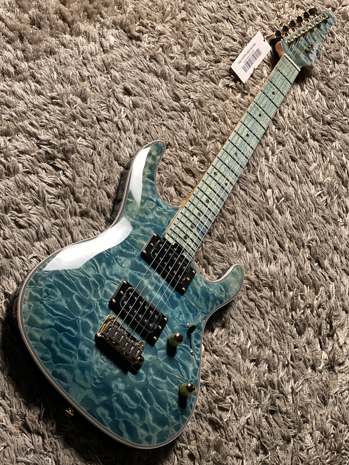 Soloking SM-22 HH QM Shredmaster with  Blue Tinted Maple FB in Trans Maldives Blue