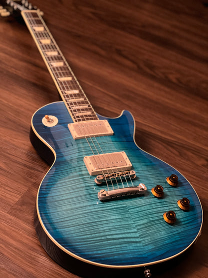 Tokai Love Rock Custom Shop LS-200F 5A OBB Premium Series 5A Solid Flame Top Ocean Blue Burst 2246468