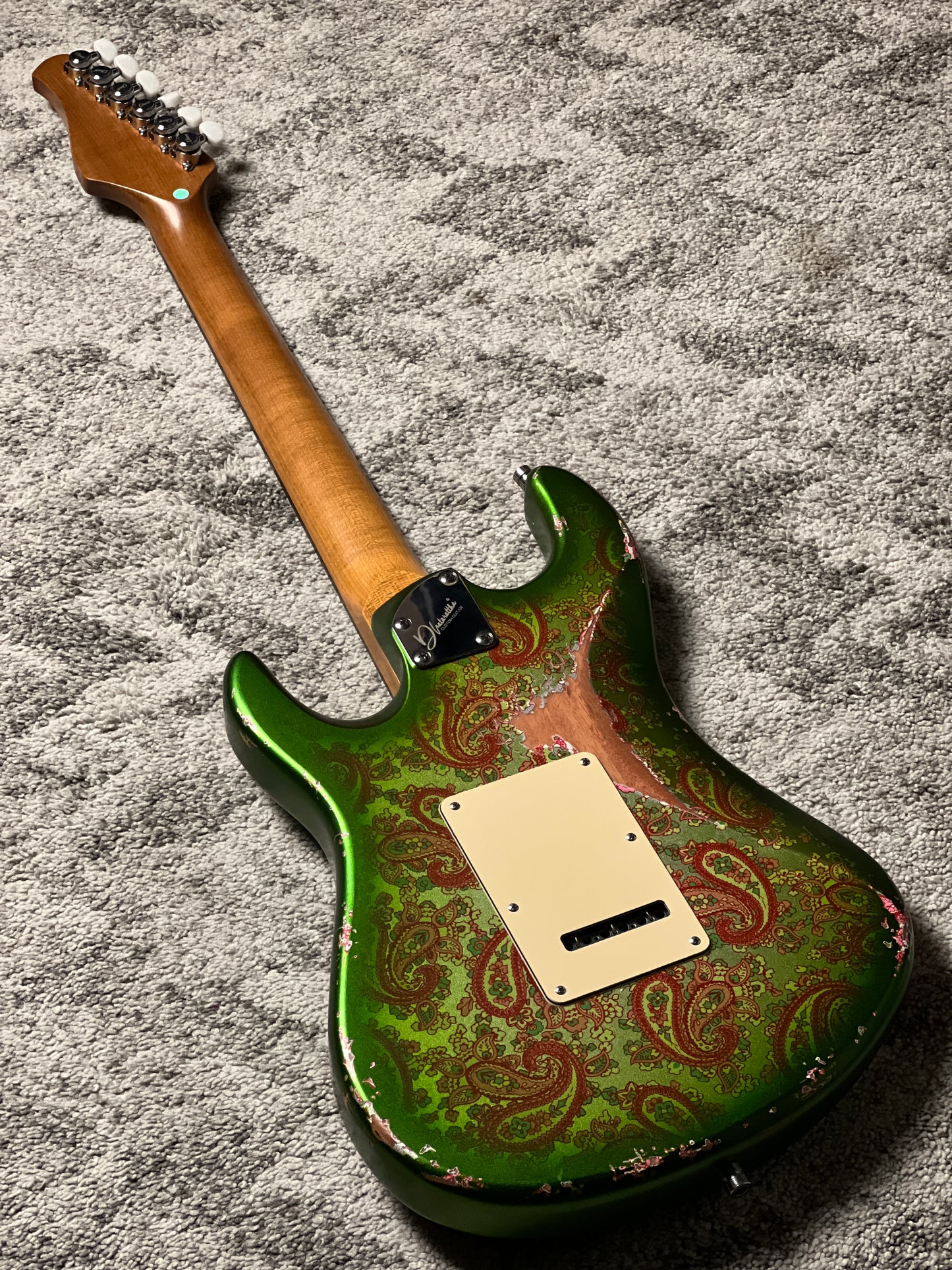 Dhatarattha Performance DST HSS in Jade Green over Pink Paisley with RW FB and Nitrocellulose Lacquer Relic