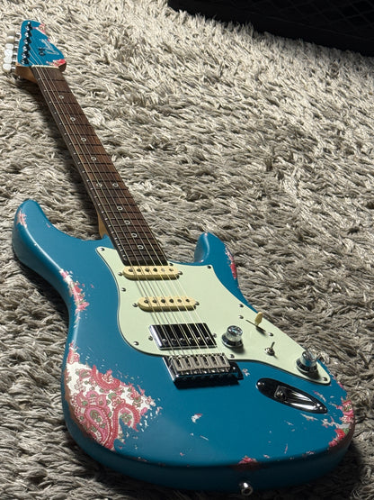 Dhatarattha Performance DST HSS in Ocean Turquoise over Pink Paisley with RW FB and Nitrocellulose Lacquer Relic