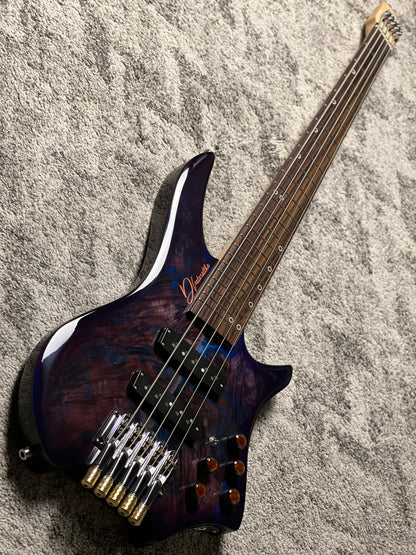 Dhatarattha Custom DEB 5 Headless Bass in Andromeda Burl Top with RW FB Nafiri Special Run