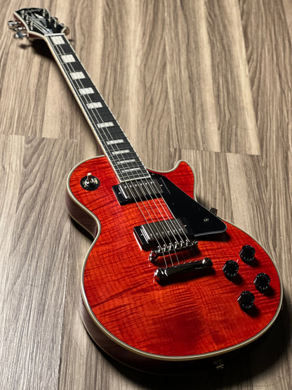 Epiphone Les Paul Custom Figured in Transparent Red w/Premium Gigbag