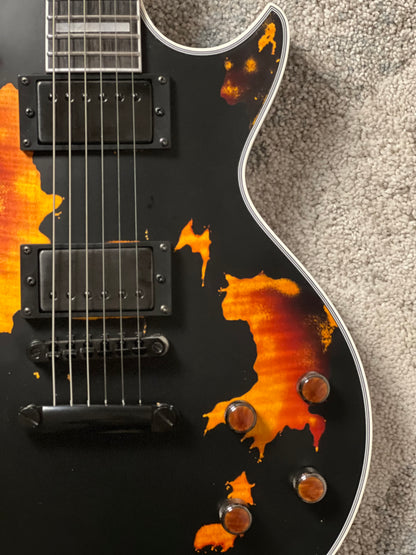 Dhatarattha Custom DLP in Black Over Triburst with 5A Flame Top Relic