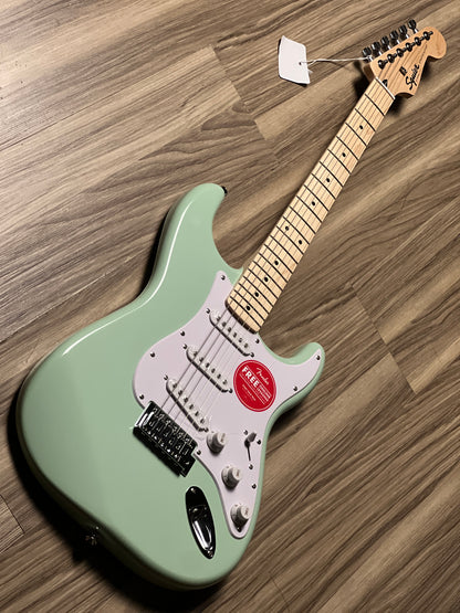 Squier FSR Sonic Stratocaster w/White Pickguard, Maple FB in Surf Green