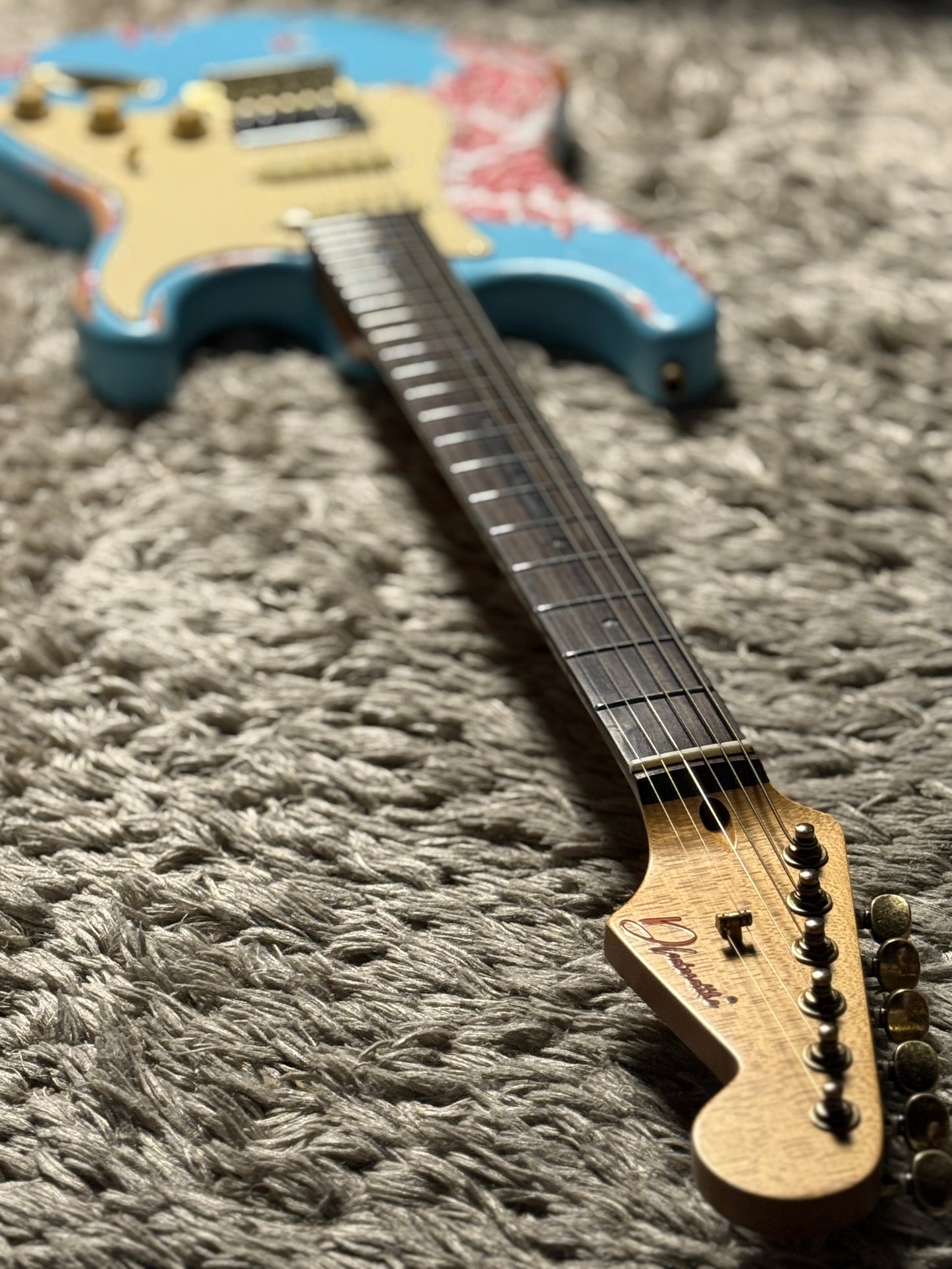 Dhatarattha Classic DST HSS in Sonic Blue over Pink Paisley with Rosewood FB and Nitrocellulose Lacquer Relic