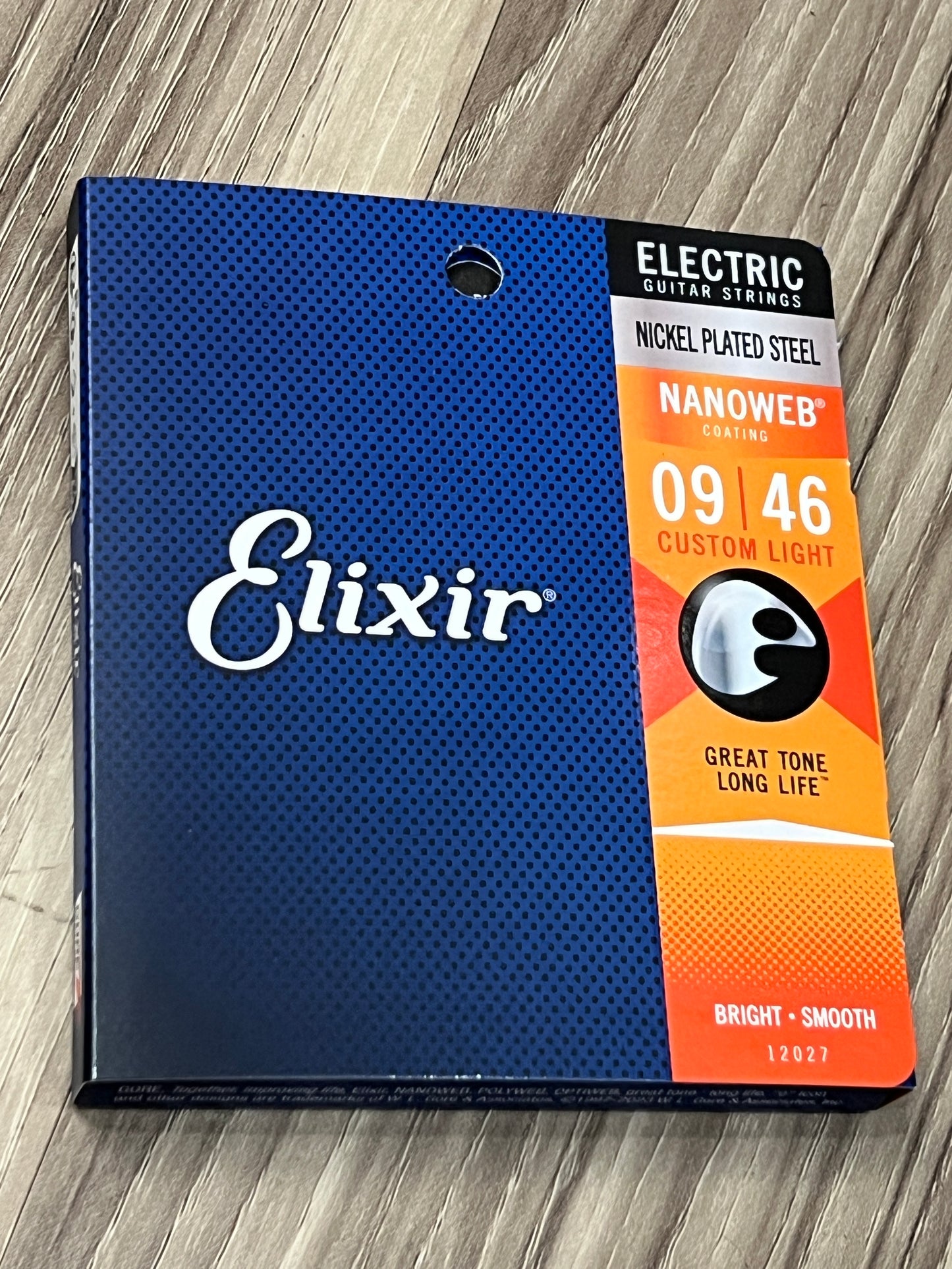 Elixir 12027 Nanoweb Electric Guitar Strings, Custom Light, 9-46