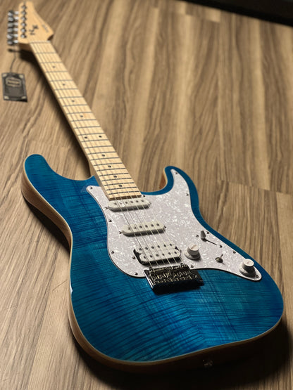 SQOE SEIB680 HSS with Flame Maple Top in Aqua Blue