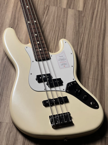 Fender Japan Hybrid II Jazz Bass PJ with Rosewood FB in Olympic Pearl JD24008897