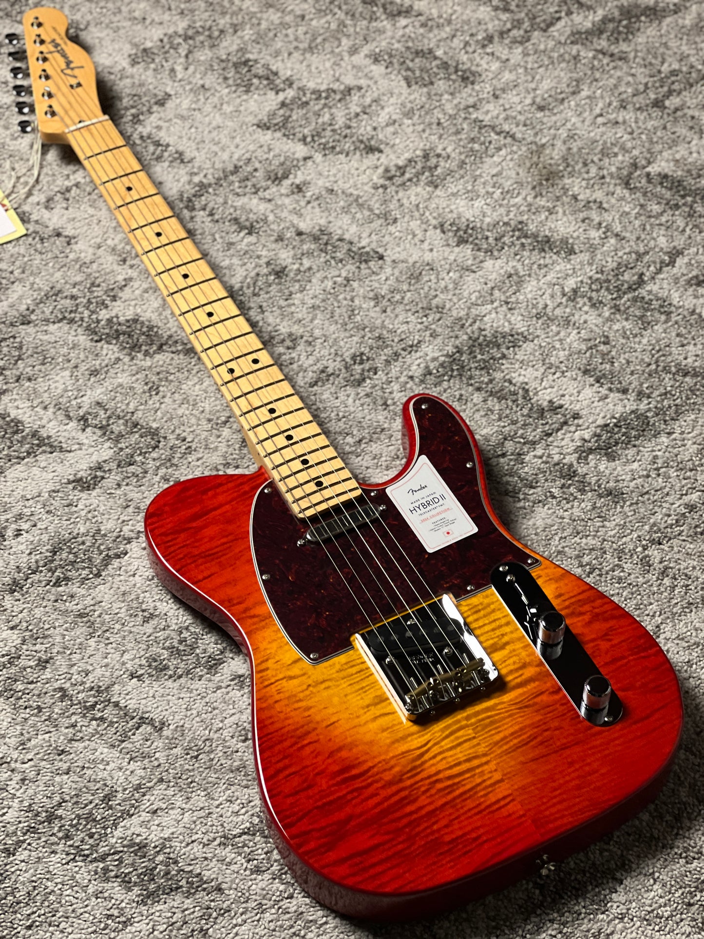 Fender Japan Hybrid II Telecaster with Maple FB in Flame Sunset Orange Transparent JD24010467