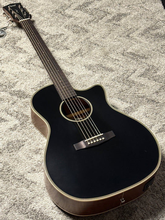 Cort Essence ES-GA4-BTSG Acoustic Guitar, Black Top Semi Gloss