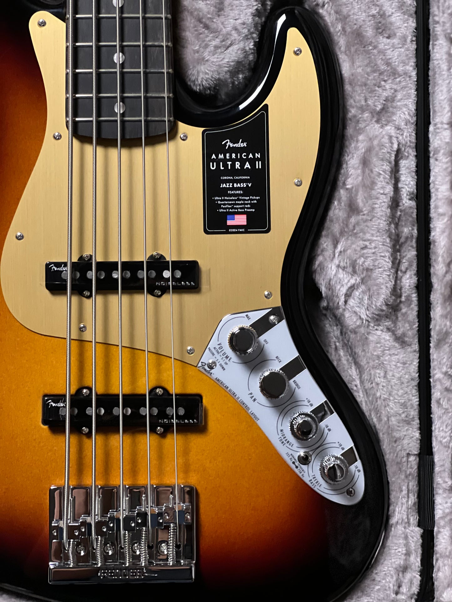 Fender American Ultra II Jazz Bass V Guitar with Ebony FB in Ultraburst US26005365