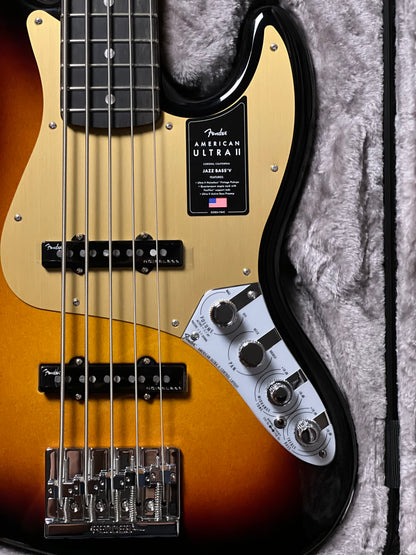 Fender American Ultra II Jazz Bass V Guitar with Ebony FB in Ultraburst US26005365