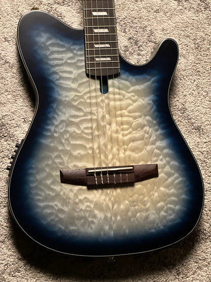 Ibanez FRH20QMN-CTL Acoustic-Electric Guitar in Cosmic Blue Starburst Low Gloss